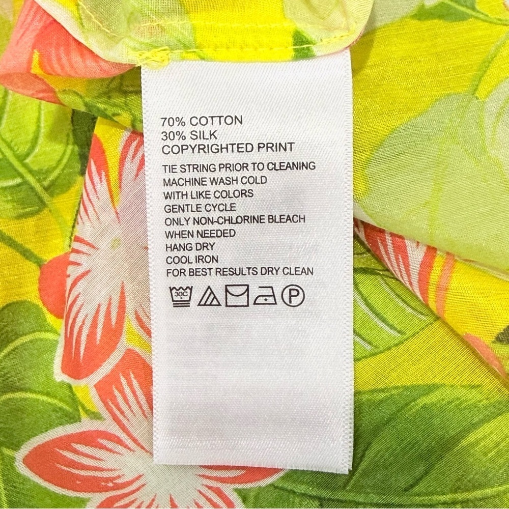 Tommy Bahama Small Happy Hour Flower Peasant Silk Blazing Yellow Top Blouse NWT - Picture 14 of 15